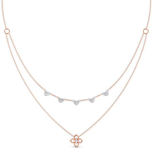 Floral Heart Layered Lab-Grown Diamond Necklace